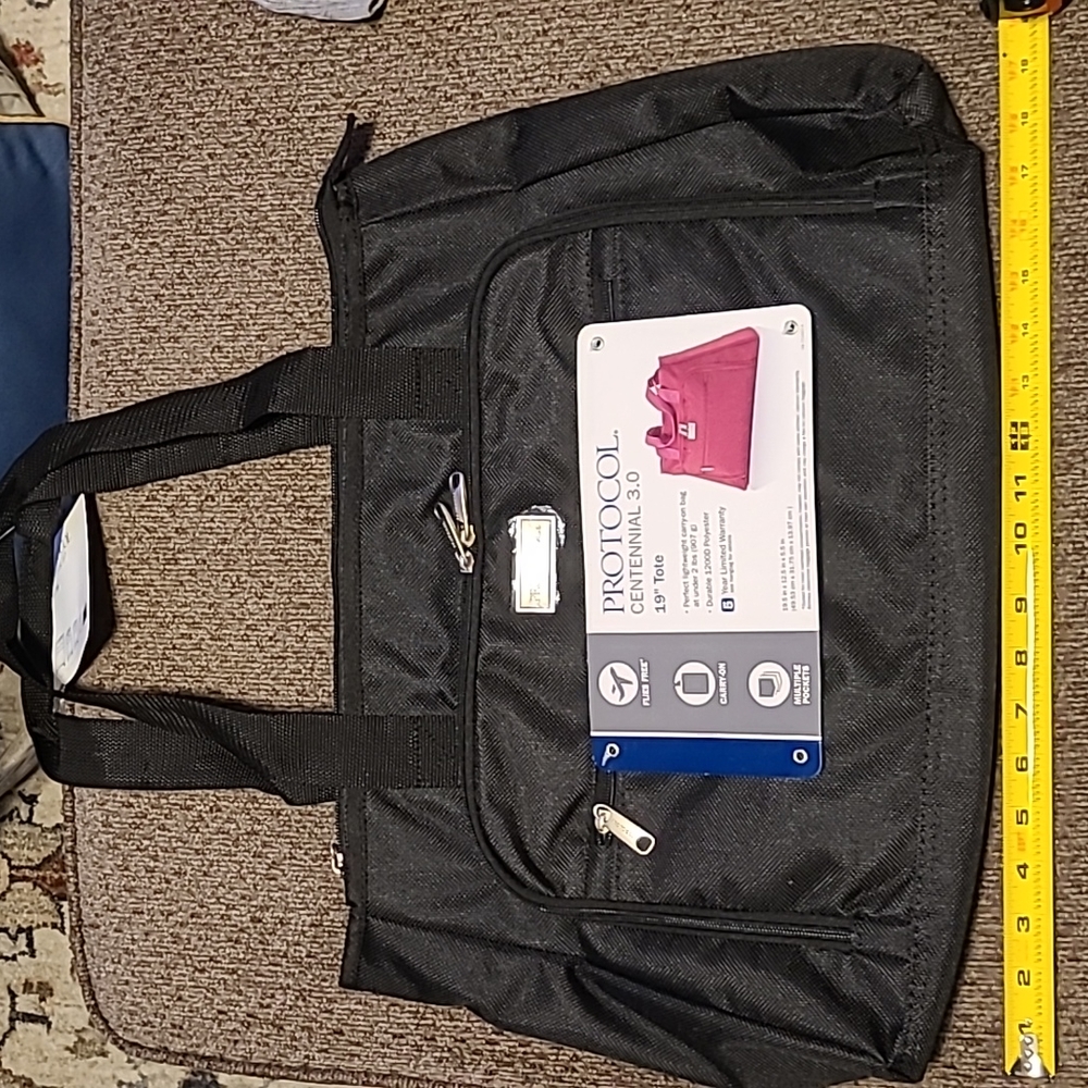 PROTOCOL BRAND 19" BLACK TOTE CARRY ON COMPUTER LAPTOP BAG - Picture 8 of 11